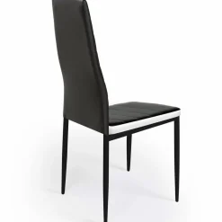 IDMarket Chaises de salle à manger noires avec bandeau blanc* Collection Contemporaine|Salle À Manger Complète