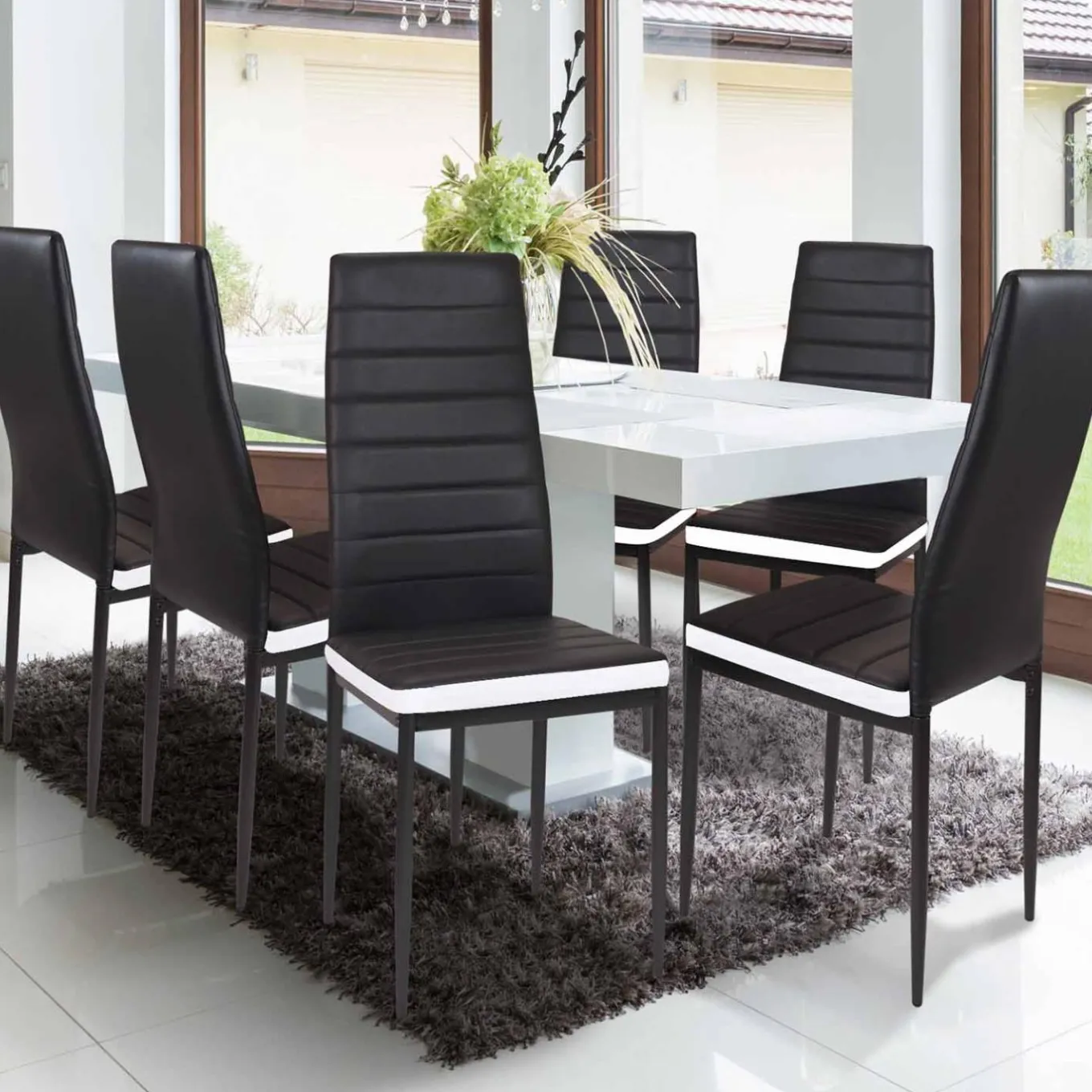 IDMarket Chaises de salle à manger noires et blanches ROMANE* Collection Contemporaine|Tables Et Chaises