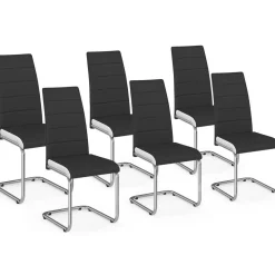 IDMarket Chaises de salle à manger noires liseré blanc* Collection Contemporaine|Salle À Manger Complète
