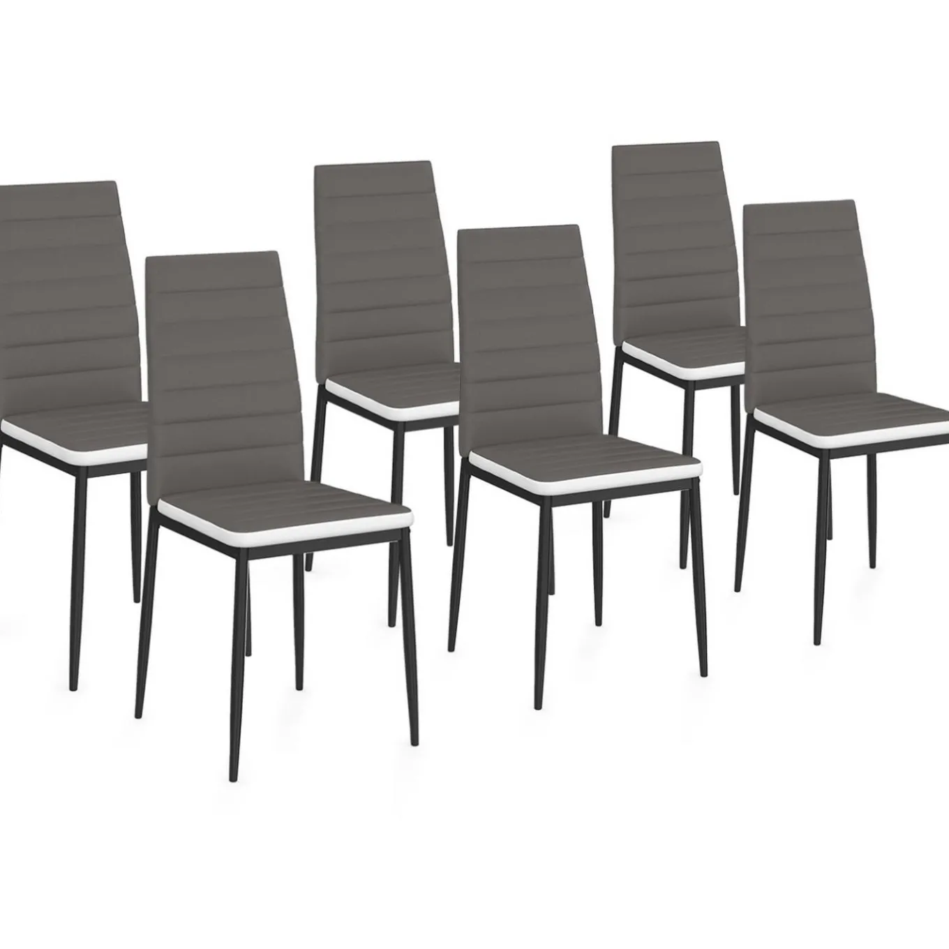 IDMarket Chaises de salle à manger grises et blanches ROMANE* Collection Contemporaine|Salle À Manger Complète