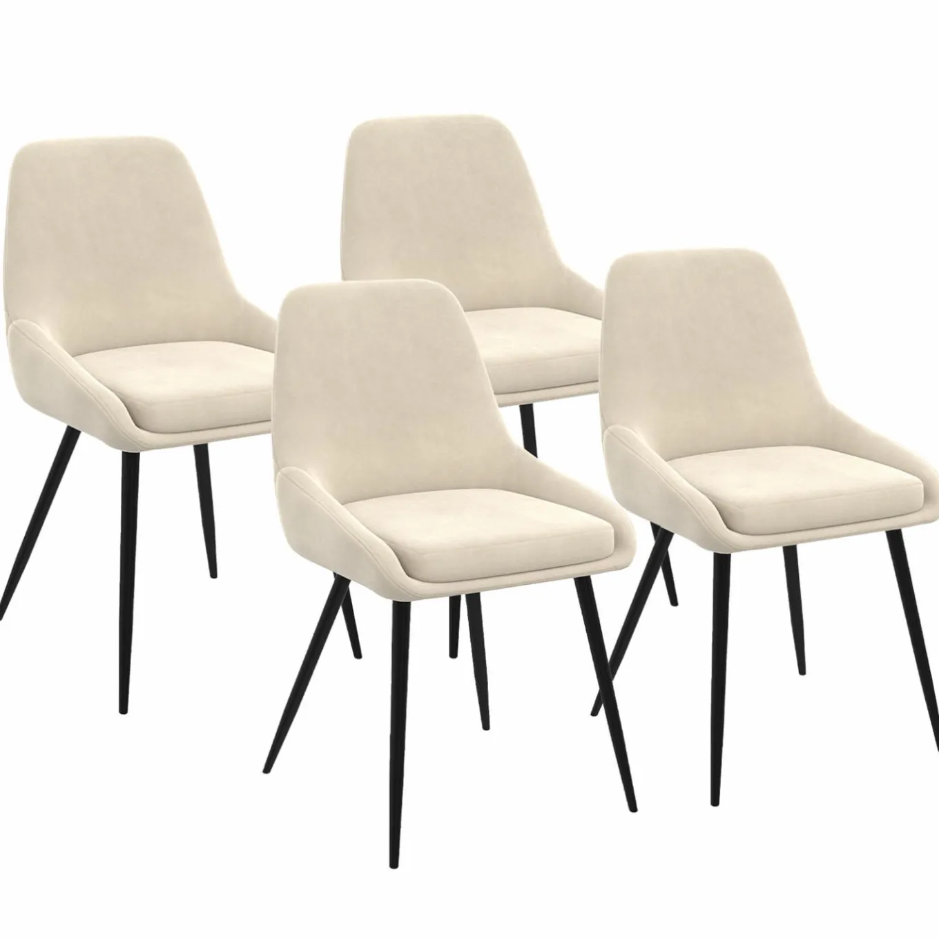 IDMarket Chaises en velours beige avec demi-accoudoirs* Chaises|Tables Et Chaises