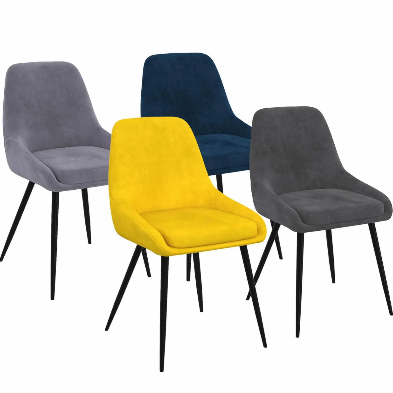 IDMarket Chaises en velours multicolor avec demi-accoudoirs* Chaises|Collection Moderne