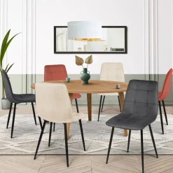 IDMarket Chaises en velours multicolore terracotta, gris foncé et beige* Collection Vintage|Chaises