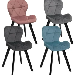 IDMarket Chaises en velours pastel bleu, gris clair, gris foncé et rose* Collection Moderne|Chaises