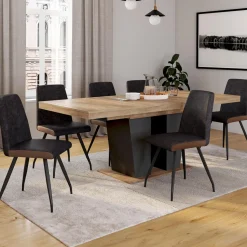 IDMarket Chaises grises liseré marron pieds araignée pour salle à manger* Chaises|Tables Et Chaises