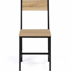 IDMarket Chaises industrielles en métal noir et bois* Collection Industrielle|Salle À Manger Complète