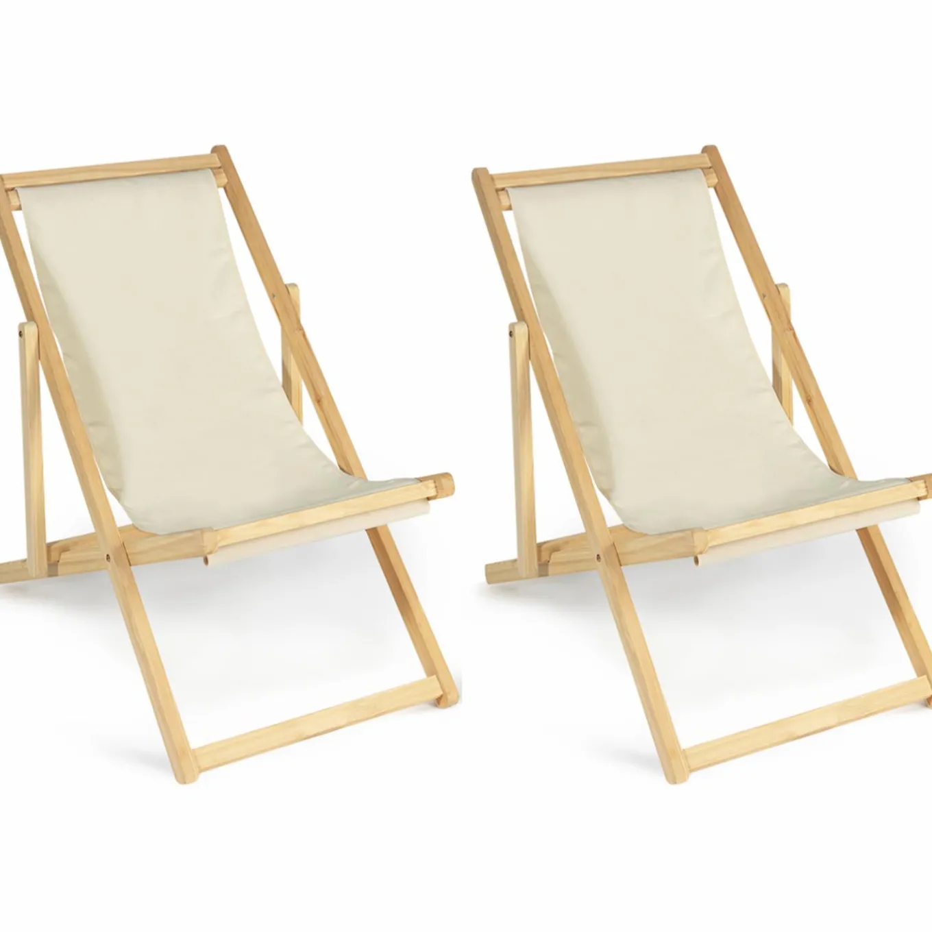 IDMarket Chaises longues pliables 4 positions écrue* Fauteuils De Jardin
