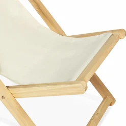 IDMarket Chaises longues pliables 4 positions écrue* Fauteuils De Jardin