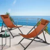 IDMarket Chaises longues terracotta pliables* Fauteuils De Jardin
