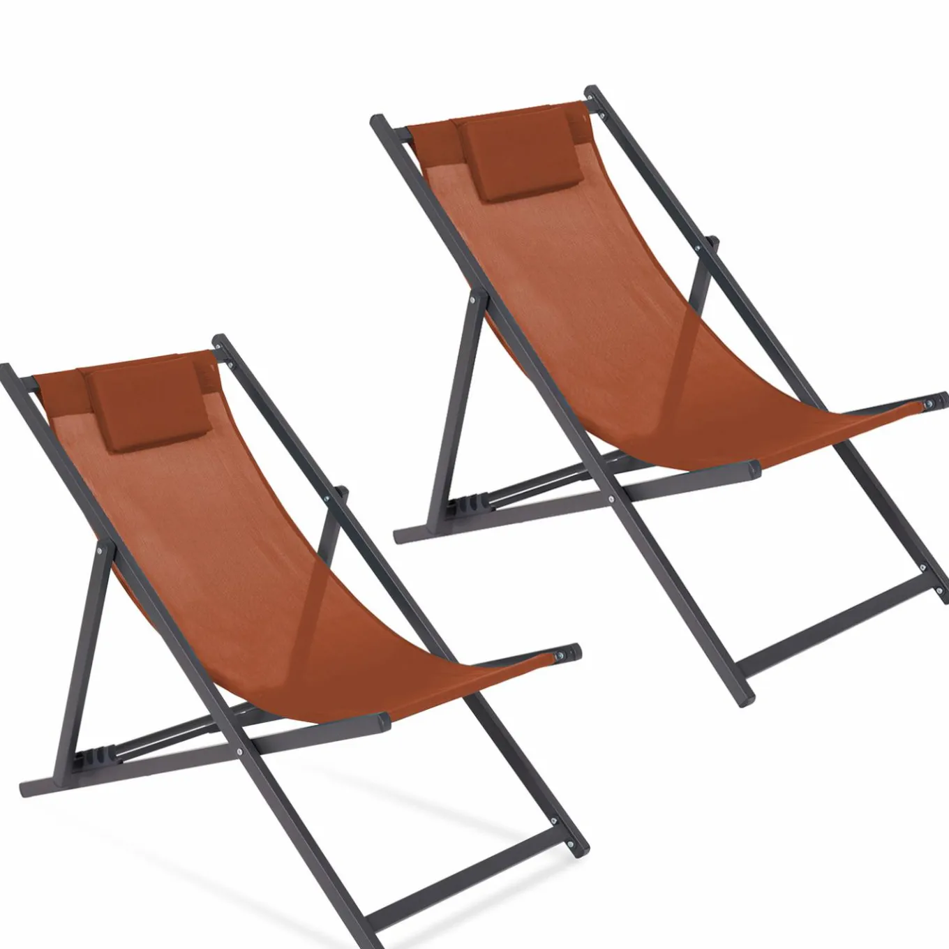 IDMarket Chaises longues terracotta pliables* Fauteuils De Jardin