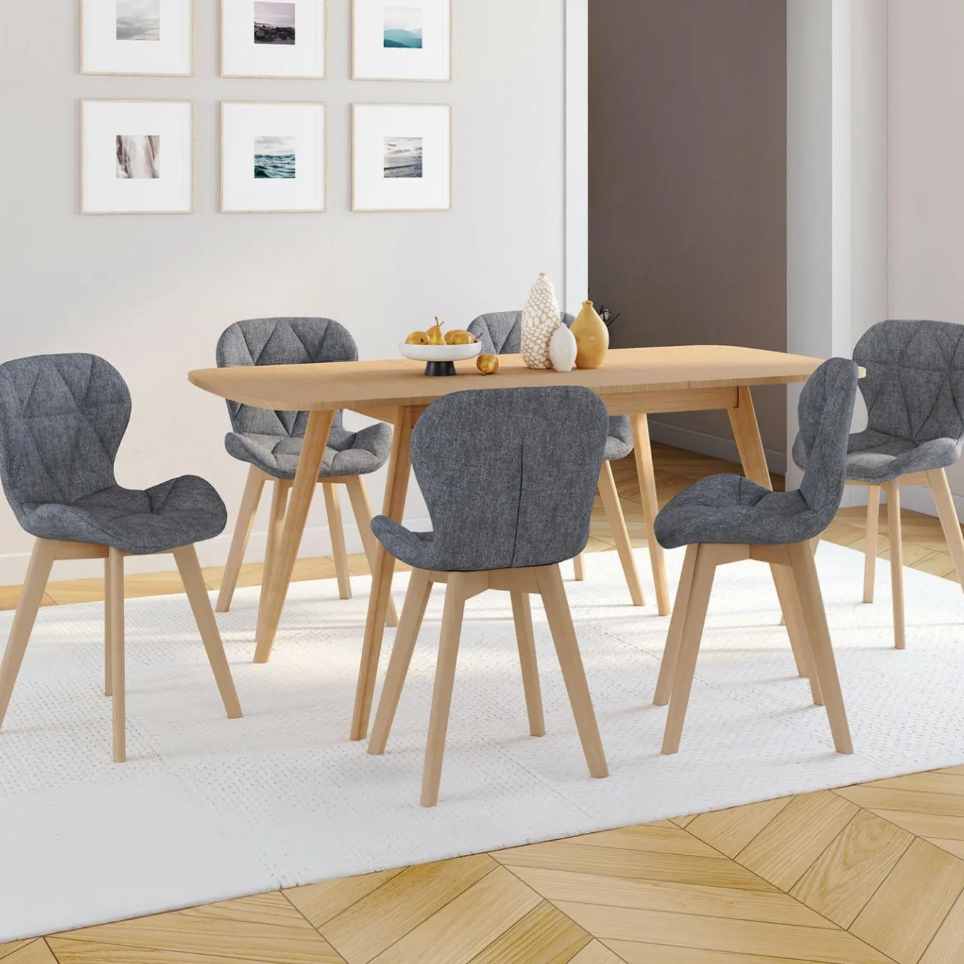 IDMarket Chaises matelassées en tissu gris foncé pour salle à manger* Collection Scandinave|Chaises