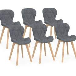 IDMarket Chaises matelassées en tissu gris foncé pour salle à manger* Collection Scandinave|Chaises