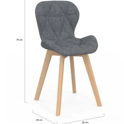 IDMarket Chaises matelassées en tissu gris foncé pour salle à manger* Collection Scandinave|Chaises