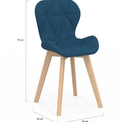 IDMarket Chaises matelassées pour salle à manger en tissu bleu canard* Collection Scandinave|Chaises