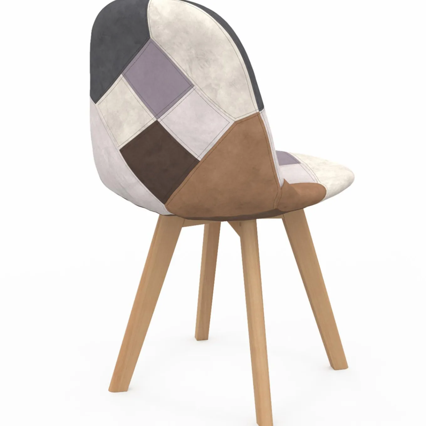 IDMarket Chaises motifs patchworks marron scandinaves : lot de 4* Collection Scandinave|Chaises