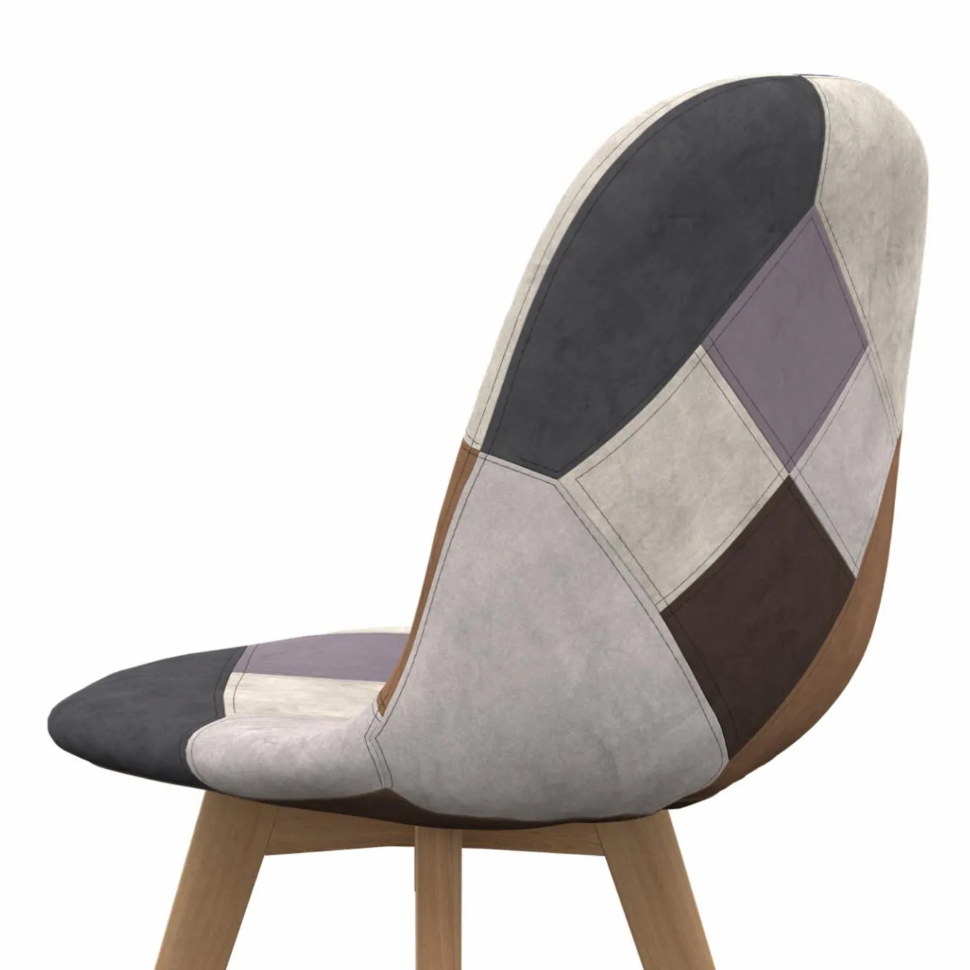 IDMarket Chaises motifs patchworks marron scandinaves : lot de 4* Collection Scandinave|Chaises