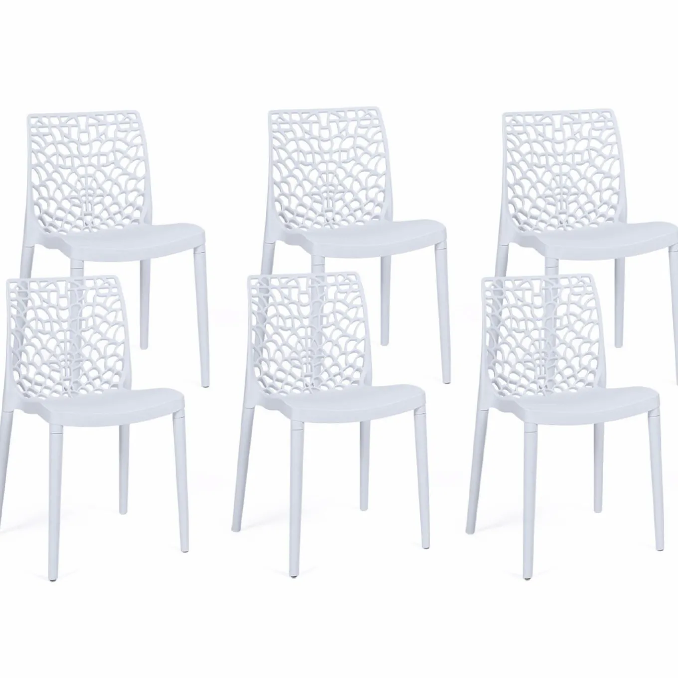 IDMarket Chaises nid d'abeille blanc : lot de 6* Chaises|Salons De Jardin