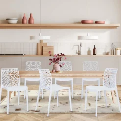 IDMarket Chaises nid d'abeille blanc : lot de 6* Chaises|Salons De Jardin