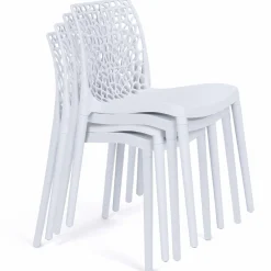 IDMarket Chaises nid d'abeille blanc : lot de 6* Chaises|Salons De Jardin