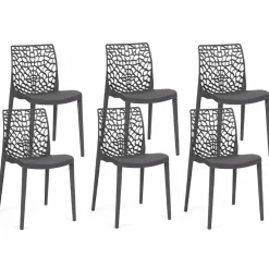 IDMarket Chaises nid d'abeille gris anthracite : lot de 6* Chaises|Salons De Jardin