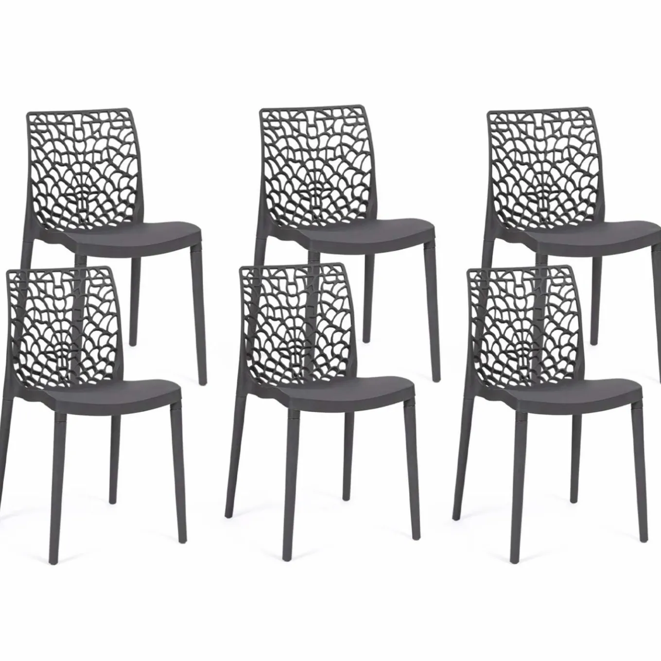 IDMarket Chaises nid d'abeille gris anthracite : lot de 6* Chaises|Salons De Jardin