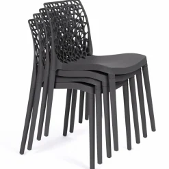 IDMarket Chaises nid d'abeille gris anthracite : lot de 6* Chaises|Salons De Jardin