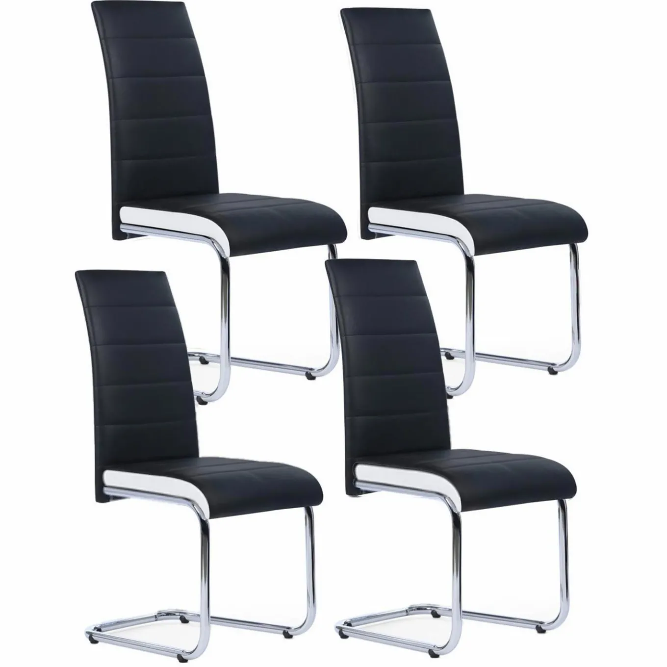 IDMarket Chaises noires et blanches design pour salle à manger MIA* Collection Contemporaine|Salle À Manger Complète