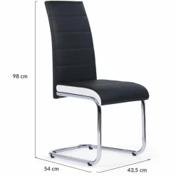 IDMarket Chaises noires et blanches design pour salle à manger MIA* Collection Contemporaine|Salle À Manger Complète