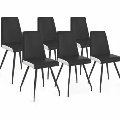 IDMarket Chaises noires liseré blanc pieds araignée pour salle à manger* Collection Contemporaine|Tables Et Chaises