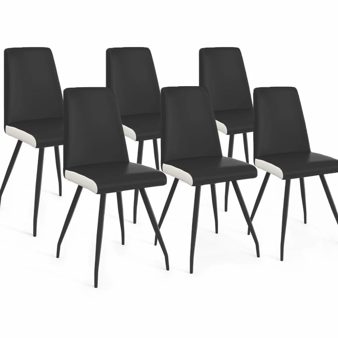 IDMarket Chaises noires liseré blanc pieds araignée pour salle à manger* Collection Contemporaine|Tables Et Chaises