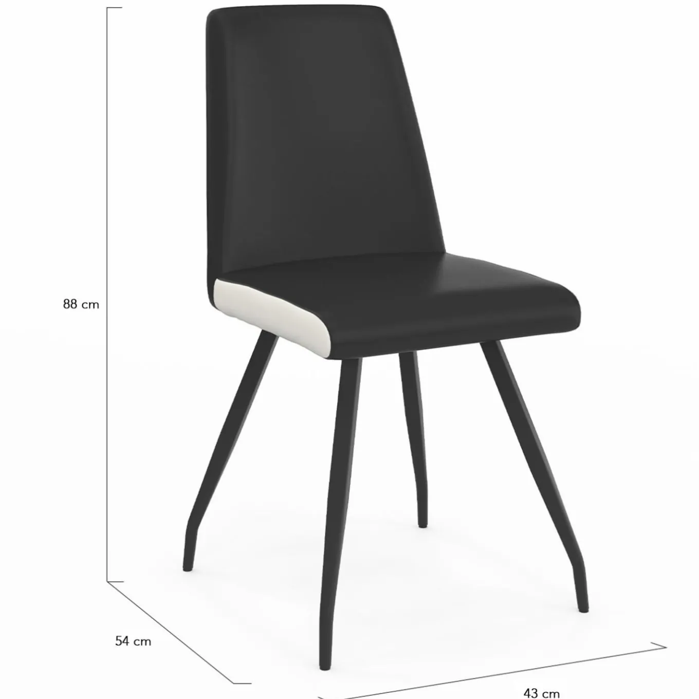 IDMarket Chaises noires liseré blanc pieds araignée pour salle à manger* Collection Contemporaine|Tables Et Chaises
