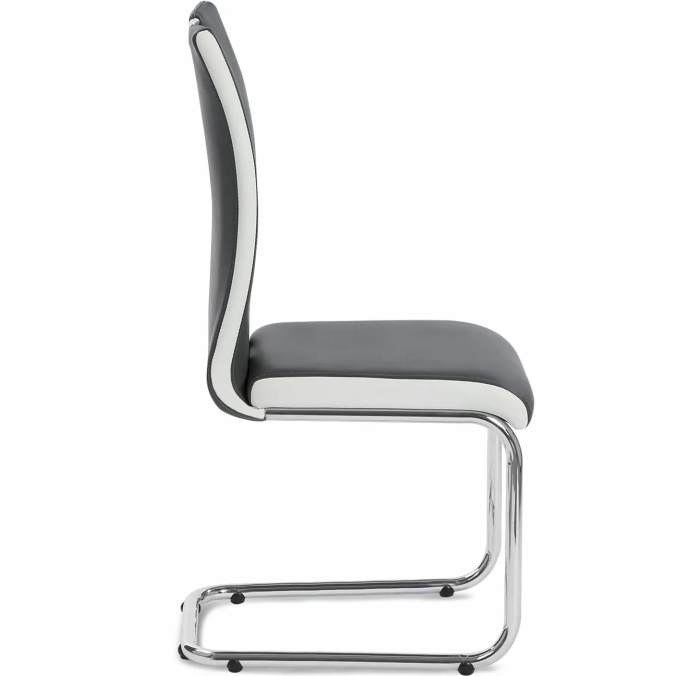 IDMarket Chaises pieds métal chromé blanches et grises* Collection Contemporaine|Salle À Manger Complète