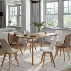 IDMarket Chaises scandinaves beige, blanc et marron velours patchworks mix color* Collection Scandinave|Tables Et Chaises