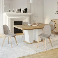 IDMarket Chaises scandinaves beiges pieds en bois* Collection Scandinave|Salle À Manger Complète