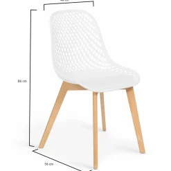 IDMarket Chaises scandinaves blanches x6 avec dossier ajouré* Collection Scandinave|Salle À Manger Complète