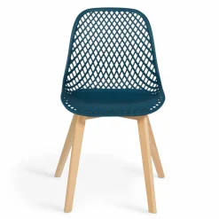 IDMarket Chaises scandinaves bleu x2, blanc, gris clair et gris foncé x2 avec dossier ajouré* Collection Scandinave|Salle À Manger Complète