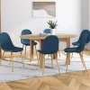 IDMarket Chaises scandinaves en tissu bleu canard pour salle à manger* Collection Scandinave|Chaises