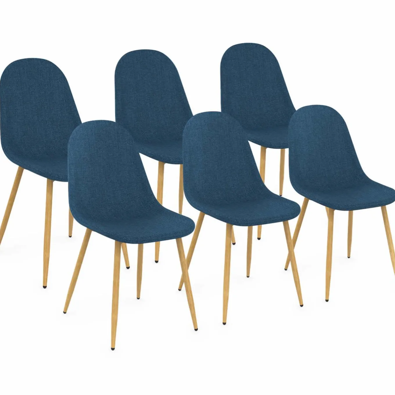 IDMarket Chaises scandinaves en tissu bleu canard pour salle à manger* Collection Scandinave|Chaises
