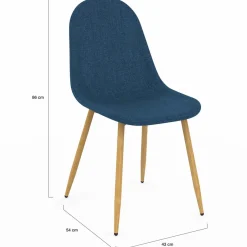 IDMarket Chaises scandinaves en tissu bleu canard pour salle à manger* Collection Scandinave|Chaises