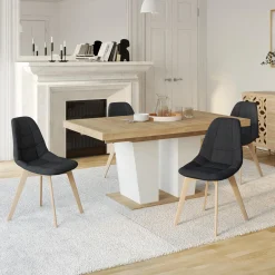 IDMarket Chaises scandinaves grises pieds en bois* Collection Scandinave|Salle À Manger Complète