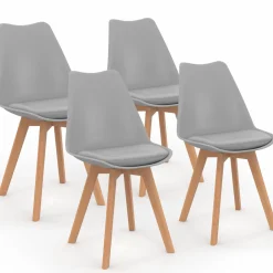 IDMarket Chaises scandinaves grises avec coussin* Collection Scandinave|Salle À Manger Complète