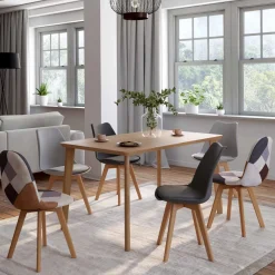 IDMarket Chaises scandinaves mix color : gris foncé, gris clair, patchworks marron* Collection Scandinave|Salle À Manger Complète