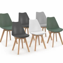 IDMarket Chaises scandinaves mix color vertes, grises et blanches* Collection Scandinave|Salle À Manger Complète