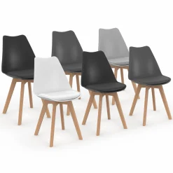 IDMarket Chaises scandinaves mix color grises, blanches et noires* Collection Scandinave|Salle À Manger Complète