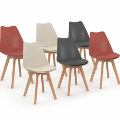 IDMarket Chaises scandinaves mix color terracotta, gris, beige* Collection Scandinave|Salle À Manger Complète