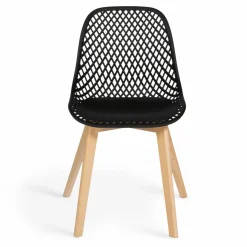 IDMarket Chaises scandinaves noires x6 avec dossier ajouré* Collection Scandinave|Salle À Manger Complète