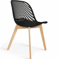 IDMarket Chaises scandinaves noires x6 avec dossier ajouré* Collection Scandinave|Salle À Manger Complète