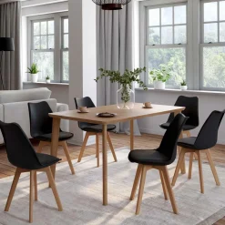 IDMarket Chaises scandinaves noires avec coussin* Collection Scandinave|Salle À Manger Complète
