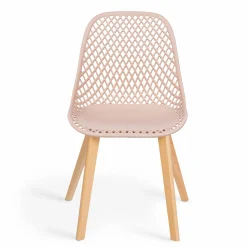 IDMarket Chaises scandinaves pastel rose, blanc, gris clair x2, bleu x2 avec dossier ajouré* Collection Scandinave|Salle À Manger Complète