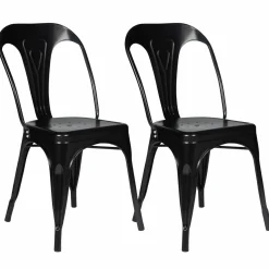 IDMarket Chaises style industriel noir mat* Collection Métal|Collection Industrielle